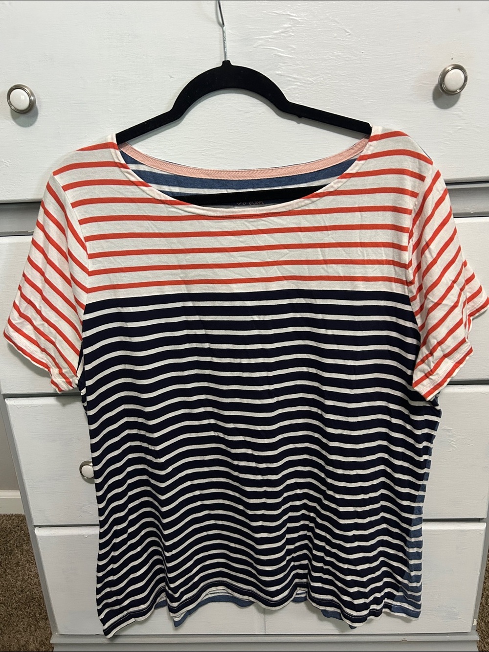 Women’s Boden Breton Striped Short Sleeve Tee Shirt Size Large